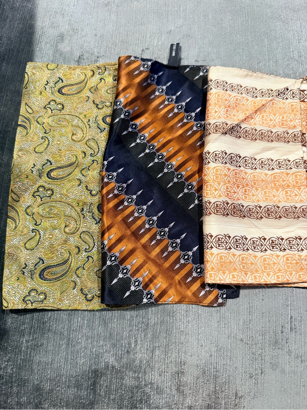 Vintage, Hand Made 100% Silk Pocket Squares, Set of 3, Handkerchiefs or Scarves